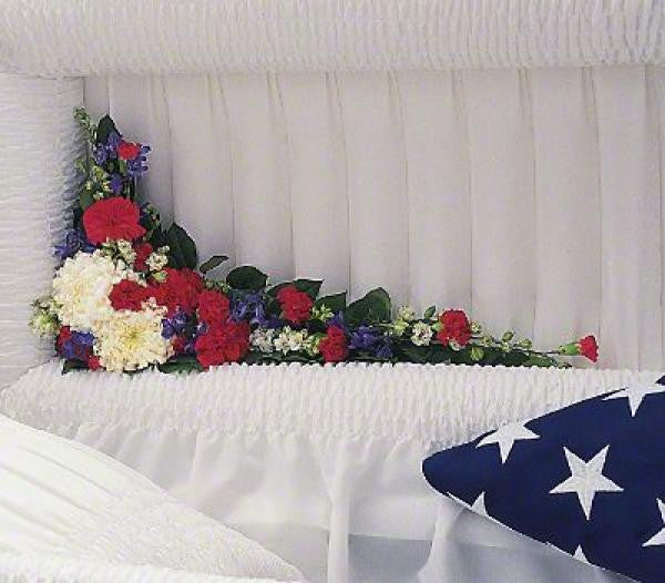 Casket Insert, Red, White & Blue Lid Decoration