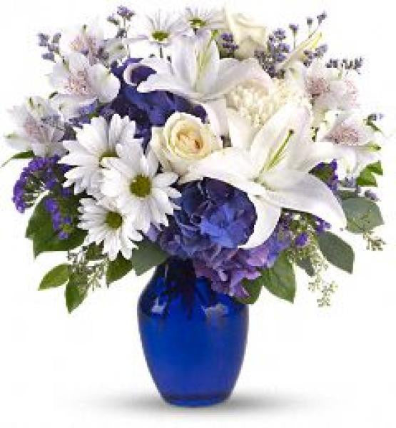Beautiful Blues Vase Arrangement