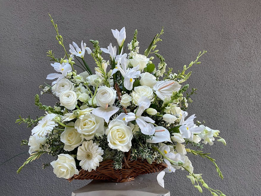 White Flowers Basket