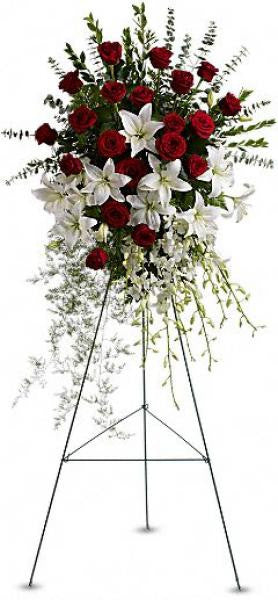Red Rose and Lily Spray