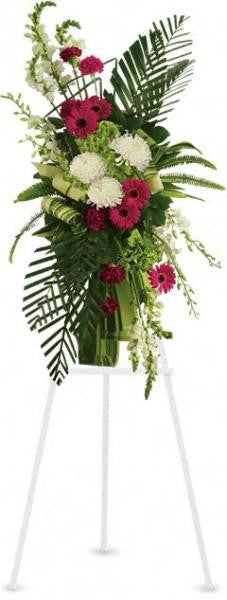 Gerberas and Palms Standing Spray