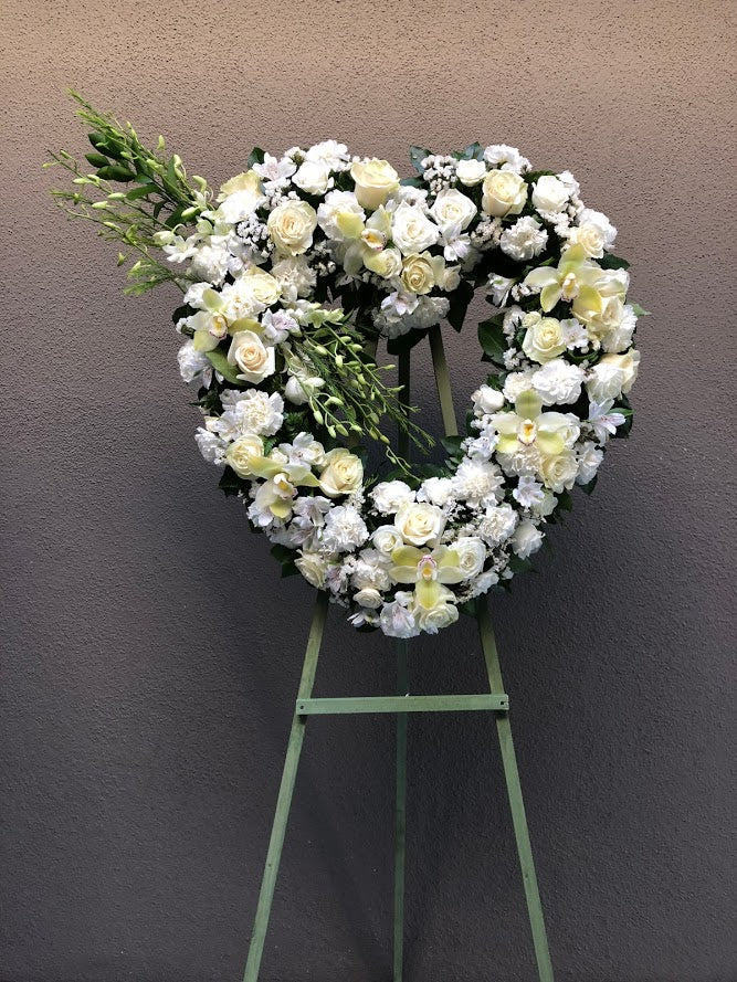 White Open Heart With Orchid