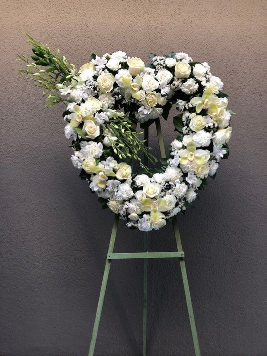 White Open Heart With Orchid